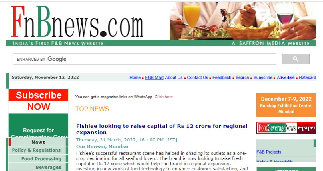 Fishlee looking to raise capital of Rs 12 crore for regional expansion